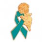 Teal Ribbon Guardian Angel Ovarian Cancer Lapel Pin Tac New
