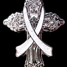 Brain Cancer Lapel Pin Awareness Gray Ribbon Religious Cross Church Lapel Pin New