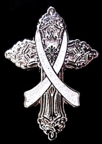 Brain Cancer Lapel Pin Awareness Gray Ribbon Religious Cross Church Lapel Pin New