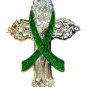 Cerebral Palsy Lapel Pin Green Awareness Ribbon Religious Cross Church