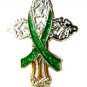 Cerebral Palsy Lapel Pin Green Awareness Ribbon Religious Cross Church