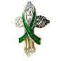 Cerebral Palsy Lapel Pin Green Awareness Ribbon Religious Cross Church