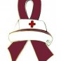 Multiple Myeloma Pin Burgundy Awareness Ribbon Nursing Nurse Cap Red Cross