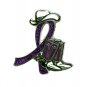 ADHD ADD Awareness Pin Purple Glitter Ribbon  Cowboy Western Boots Hat