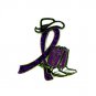 Pancreatic Cancer Pin Purple Glitter Ribbon Cowboy Western Boots Hat