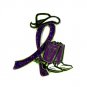 Pancreatic Cancer Pin Purple Glitter Ribbon Cowboy Western Boots Hat