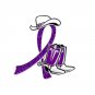 Huntington's Disease Pin Purple Glitter Ribbon Cowboy Western Boots Hat