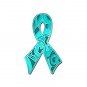Ovarian Cancer Lapel Pin Awareness Teal Camo Ribbon
