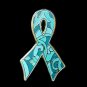 Ovarian Cancer Lapel Pin Awareness Teal Camo Ribbon