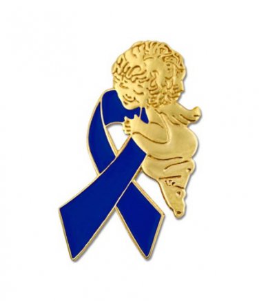 Blue Child Abuse Lapel Pin Awareness Ribbon Guardian Angel