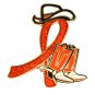 Cultural Diversity Pin Orange Glitter Ribbon Cowboy Western Boots Hat Pin