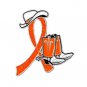 Motorcycle Safety Pin Orange Glitter Ribbon Cowboy Western Boots Hat