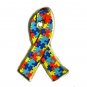 Autism Lapel Pin Asperger Awareness Puzzle Ribbon Gold Plated