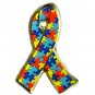 Autism Lapel Pin Asperger Awareness Puzzle Ribbon Gold Plated