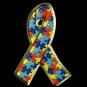 Autism Lapel Pin Asperger Awareness Puzzle Ribbon Gold Plated