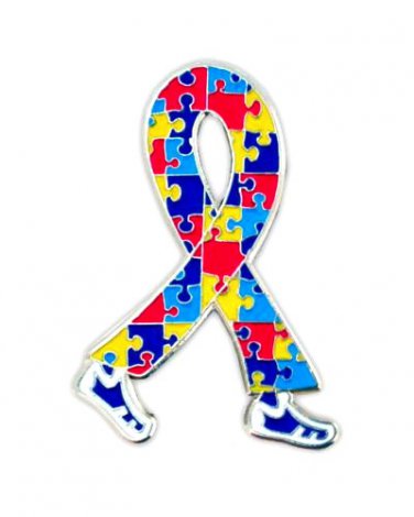 Autism Awareness Lapel Pin Puzzle Ribbon Walking Legs Tac New