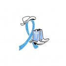 Scleroderma Light Blue Glitter Ribbon Cowgirl Cowboy Western Boots Hat  Pin New