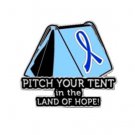 Colon Cancer Awareness Blue Ribbon Tent Land of Hope Camping Camper Sport Pin