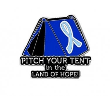 Prostate Cancer Pin Awareness Light Blue Ribbon Tent Hope Camper