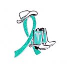 OCD Teal Lapel Pin Glitter Ribbon Cowgirl Cowboy Western Boots Hat