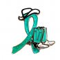 Batten Disease Lapel Pin Teal Glitter Ribbon Cowboy Western Boots Hat