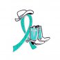 Polycystic Ovarian Lapel Pin Syndrome Teal Ribbon Cowboy Western Boots Hat