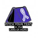 Stomach Cancer Pin Awareness Periwinkle Ribbon Tent Land of Hope Camper