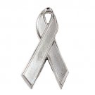 Brain Disabilities Lapel Pin Silver Awareness Ribbon Tac