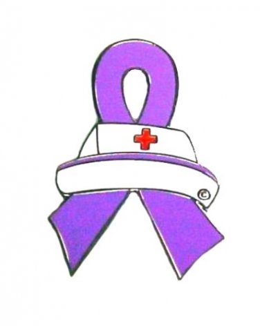 Lavender Ribbon Pin Cancer Awareness Nurse Cap Cross