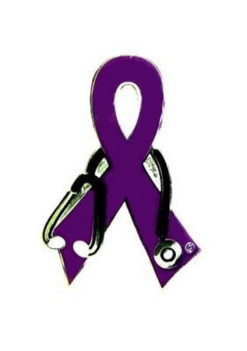 Pediatric Stroke Pin Awareness Dr Stethoscope Purple Ribbon New