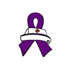 Pediatric Stroke Pin Nurse Cap Red Cross Purple Awareness Ribbon