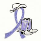 Acid Reflux Periwinkle Blue Glitter Ribbon Cowboy Western Boots Hat Lapel Pin