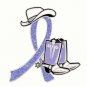 Acid Reflux Periwinkle Blue Glitter Ribbon Cowboy Western Boots Hat Lapel Pin