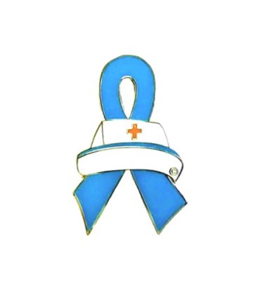 Scleroderma Awareness Nurse Cap Light Blue Ribbon Pin
