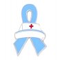 Lymphedema Lapel Pin Light Blue Awareness Ribbon Nurse Cap