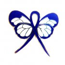 Blue Ribbon Butterfly Lapel Pin Colorectal Cancer Awareness New