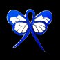 Blue Ribbon Butterfly Lapel Pin Colorectal Cancer Awareness New