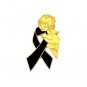 Melanoma Awareness Pin Black Ribbon Gold Guardian Angel