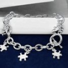 Silver Multi Puzzle Piece Autism Charm Bracelet