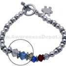Autism Sterling Silver and Swarovski Crystal Charm Bracelet