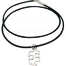 Sterling Silver Puzzle Piece Link Rubber Necklace