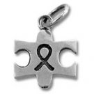 Autism Puzzle Ribbon Sterling Silver Charm