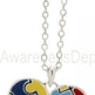 Autism Puzzle Piece Heart Pendant Necklace