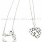 Autism Puzzle Piece Puff Heart Necklace
