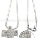 Autism Puzzle Piece Puff Heart Necklace