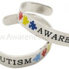 Autism Silver Cuff Bracelet Puzzle Peice Logo