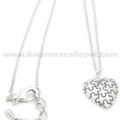 Autism Puzzle Piece Puff Heart Necklace
