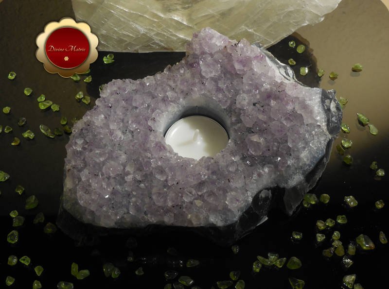 Large Raw Amethyst Altar Candle Holder
