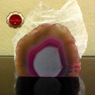 Pink Agate Slice Dyed Fuchsia Decorative Display Piece