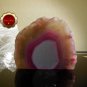 Pink Agate Slice Dyed Fuchsia Decorative Display Piece